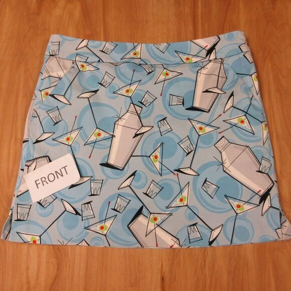 LOUDMOUTH Golf Partini Classic Skort Sz 8 Martini Cocktails Blue Skirt Shorts - Picture 2 of 16